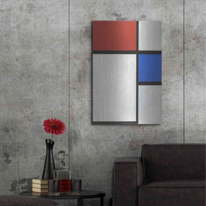 Luxe Metal Art 'Composition No.II, with Red and Blue, 1929' by Piet Mondrian, Metal Wall Art,24x36