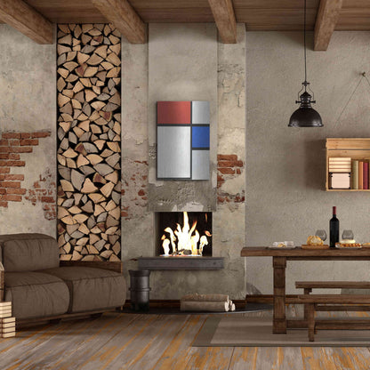 Luxe Metal Art 'Composition No.II, with Red and Blue, 1929' by Piet Mondrian, Metal Wall Art,24x36