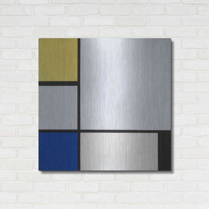Luxe Metal Art 'Composition with Yellow, Blue, Black and Light Blue, 1929' by Piet Mondrian, Metal Wall Art,36x36