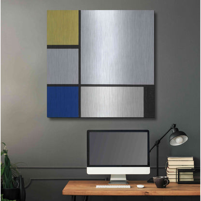 Luxe Metal Art 'Composition with Yellow, Blue, Black and Light Blue, 1929' by Piet Mondrian, Metal Wall Art,36x36