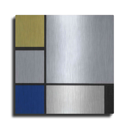 Luxe Metal Art 'Composition with Yellow, Blue, Black and Light Blue, 1929' by Piet Mondrian, Metal Wall Art