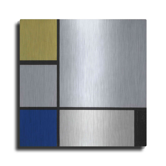 Luxe Metal Art 'Composition with Yellow, Blue, Black and Light Blue, 1929' by Piet Mondrian, Metal Wall Art