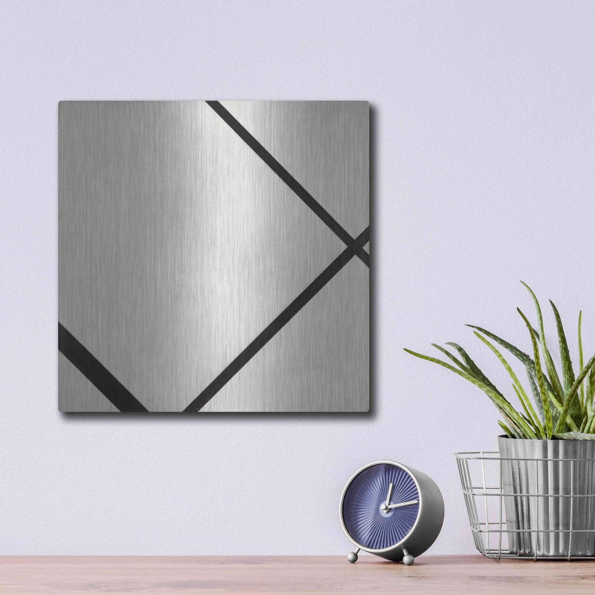 Luxe Metal Art 'Fox Trot A, 1930' by Piet Mondrian, Metal Wall Art,12x12