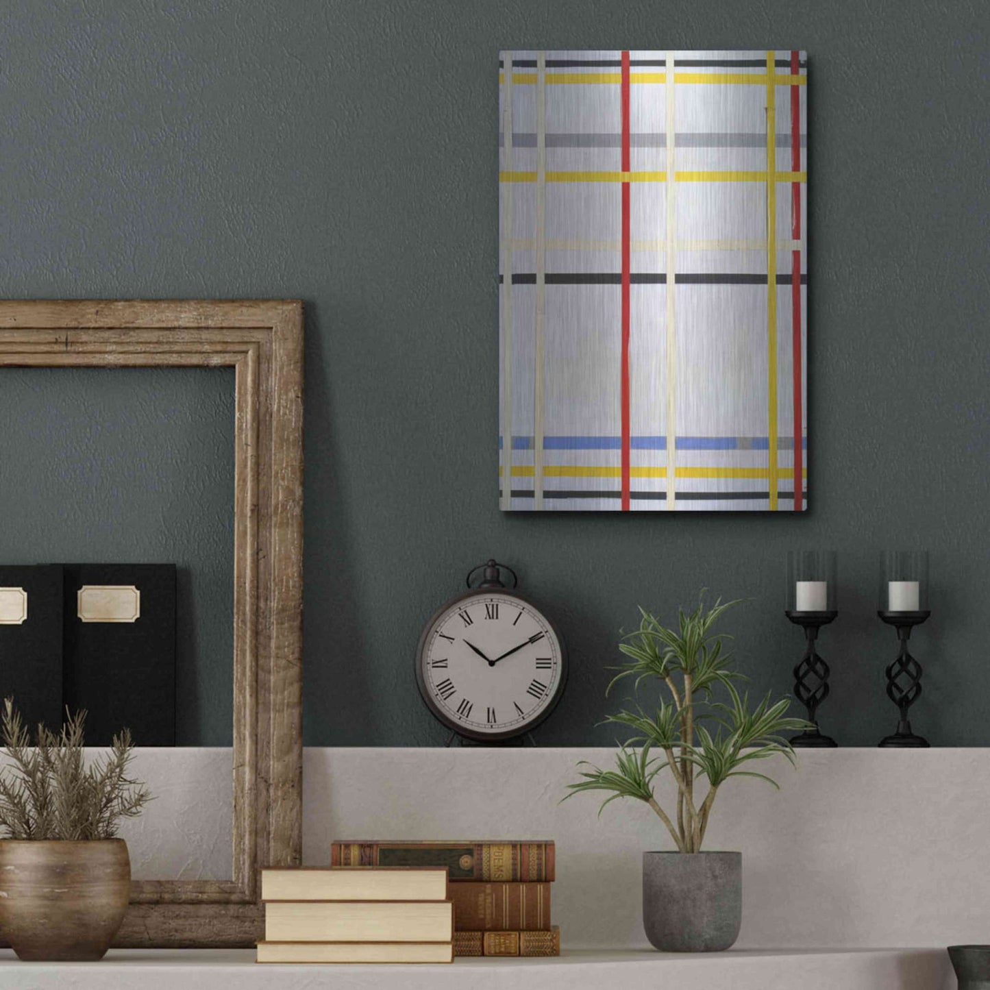 Luxe Metal Art 'New York City 2, 1941' by Piet Mondrian, Metal Wall Art,12x16