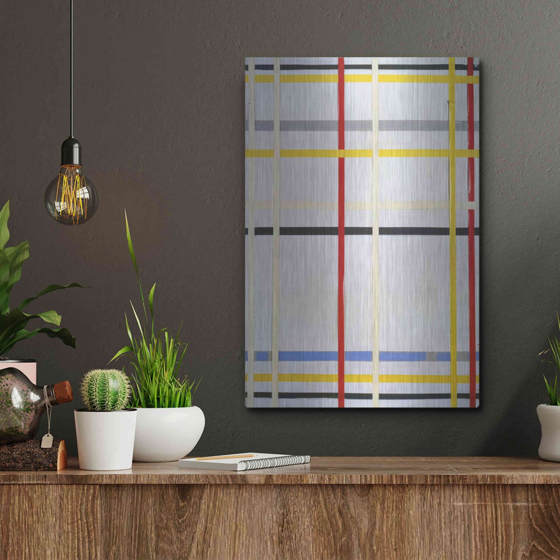 Luxe Metal Art 'New York City 2, 1941' by Piet Mondrian, Metal Wall Art,12x16