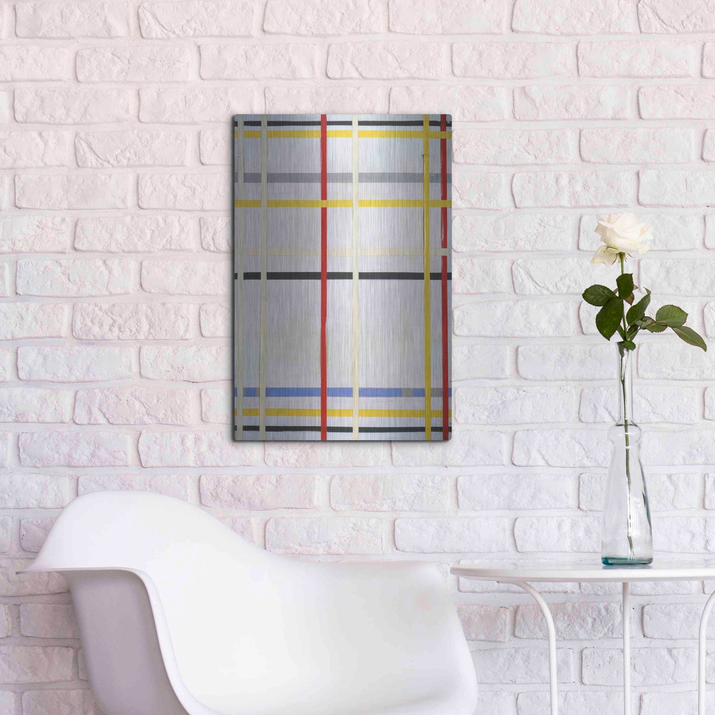 Luxe Metal Art 'New York City 2, 1941' by Piet Mondrian, Metal Wall Art,16x24