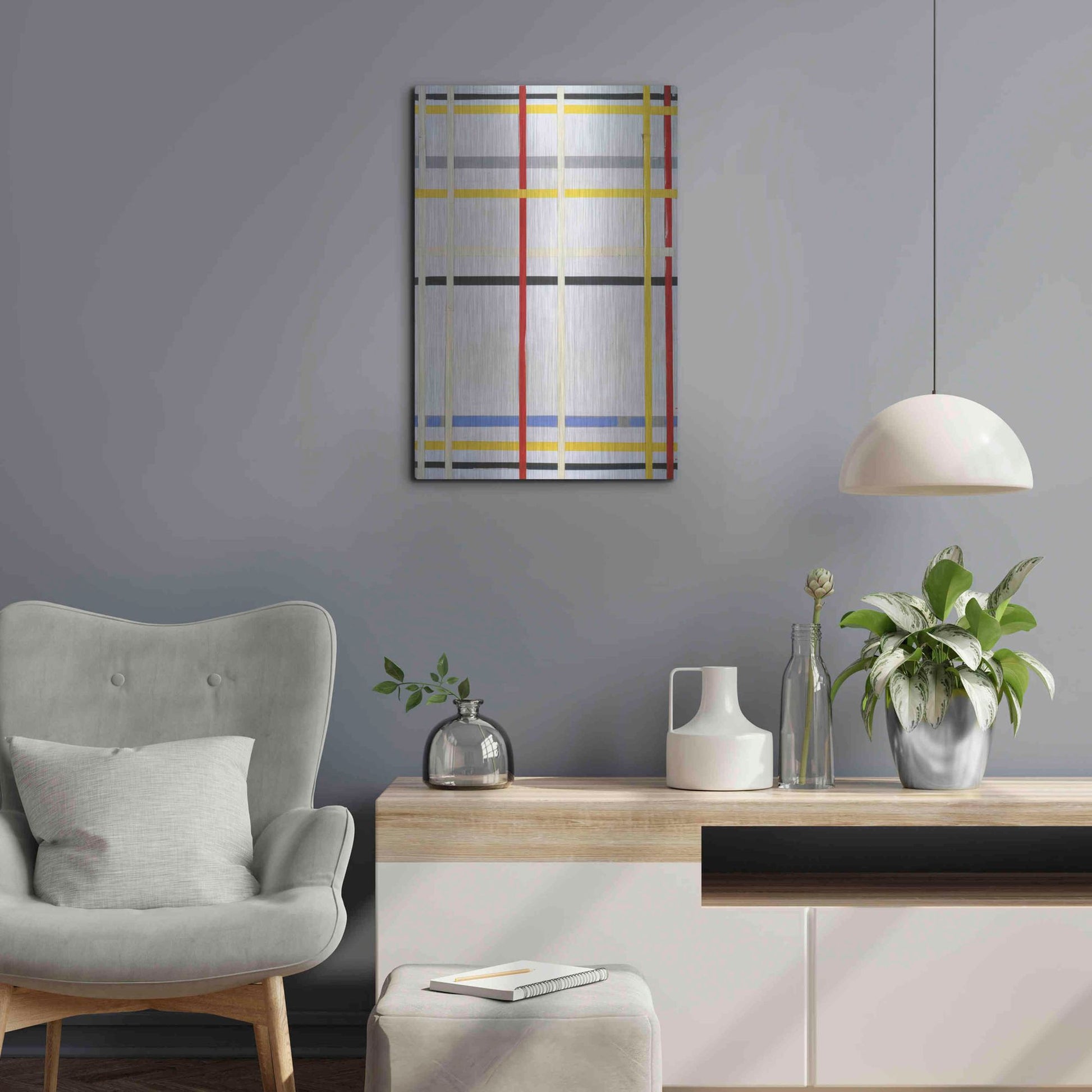 Luxe Metal Art 'New York City 2, 1941' by Piet Mondrian, Metal Wall Art,16x24