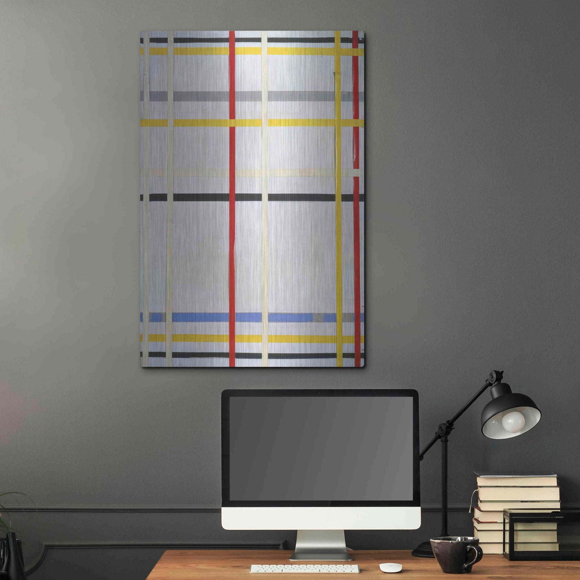 Luxe Metal Art 'New York City 2, 1941' by Piet Mondrian, Metal Wall Art,24x36