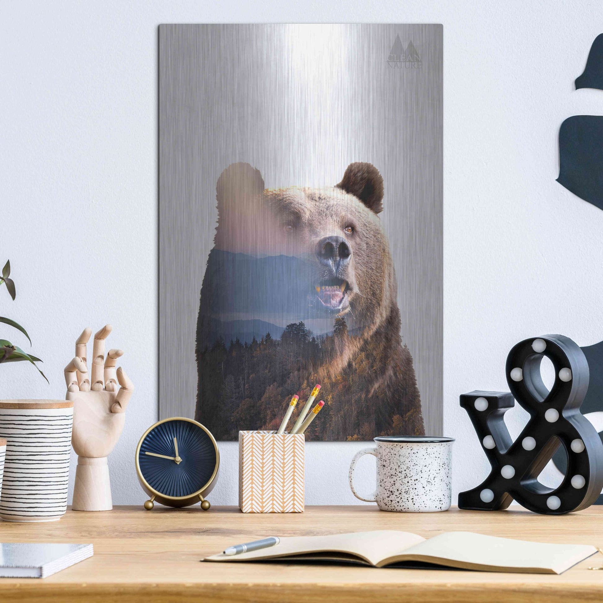 Luxe Metal Art 'Bear' by Clean Nature, Metal Wall Art,12x16