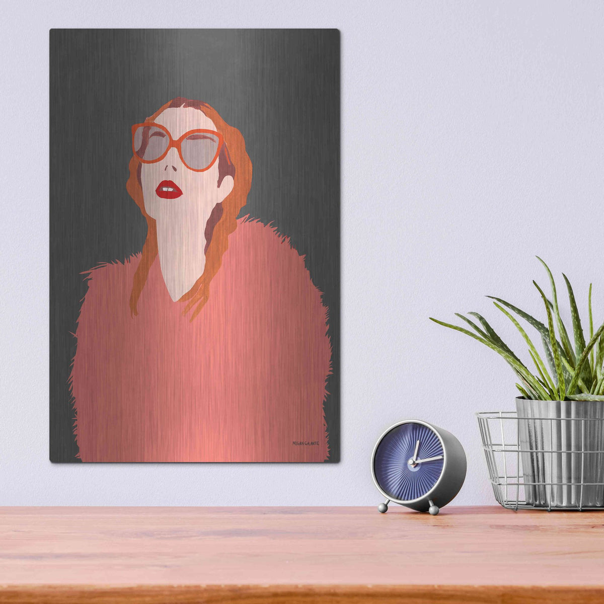 Luxe Metal Art 'Orange Fur' by Megan Galante, Metal Wall Art,12x16