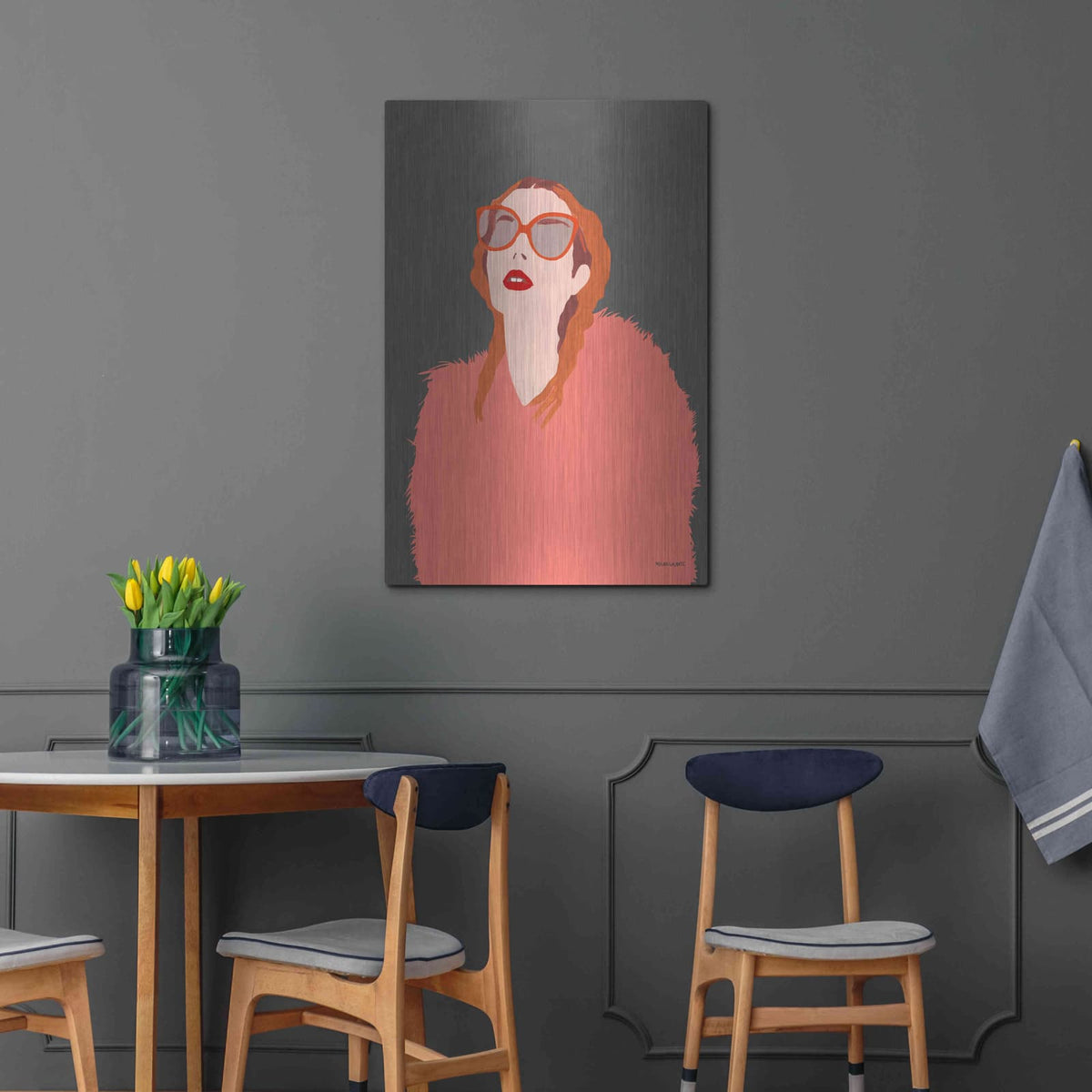 'Orange Fur' by Megan Galante – Metal Wall Art, 24x36 room view