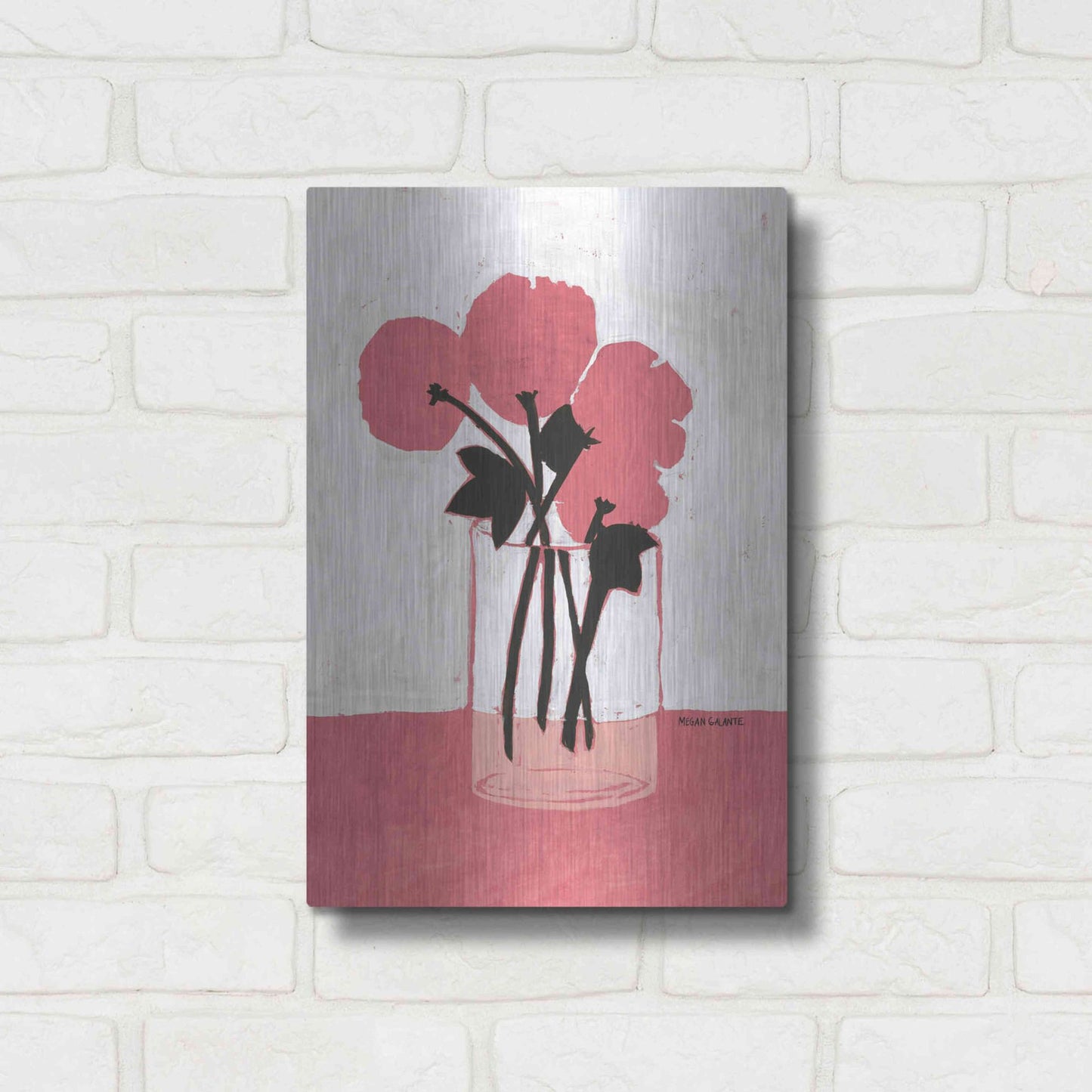 Luxe Metal Art 'Poppy Vase' by Megan Galante, Metal Wall Art,12x16