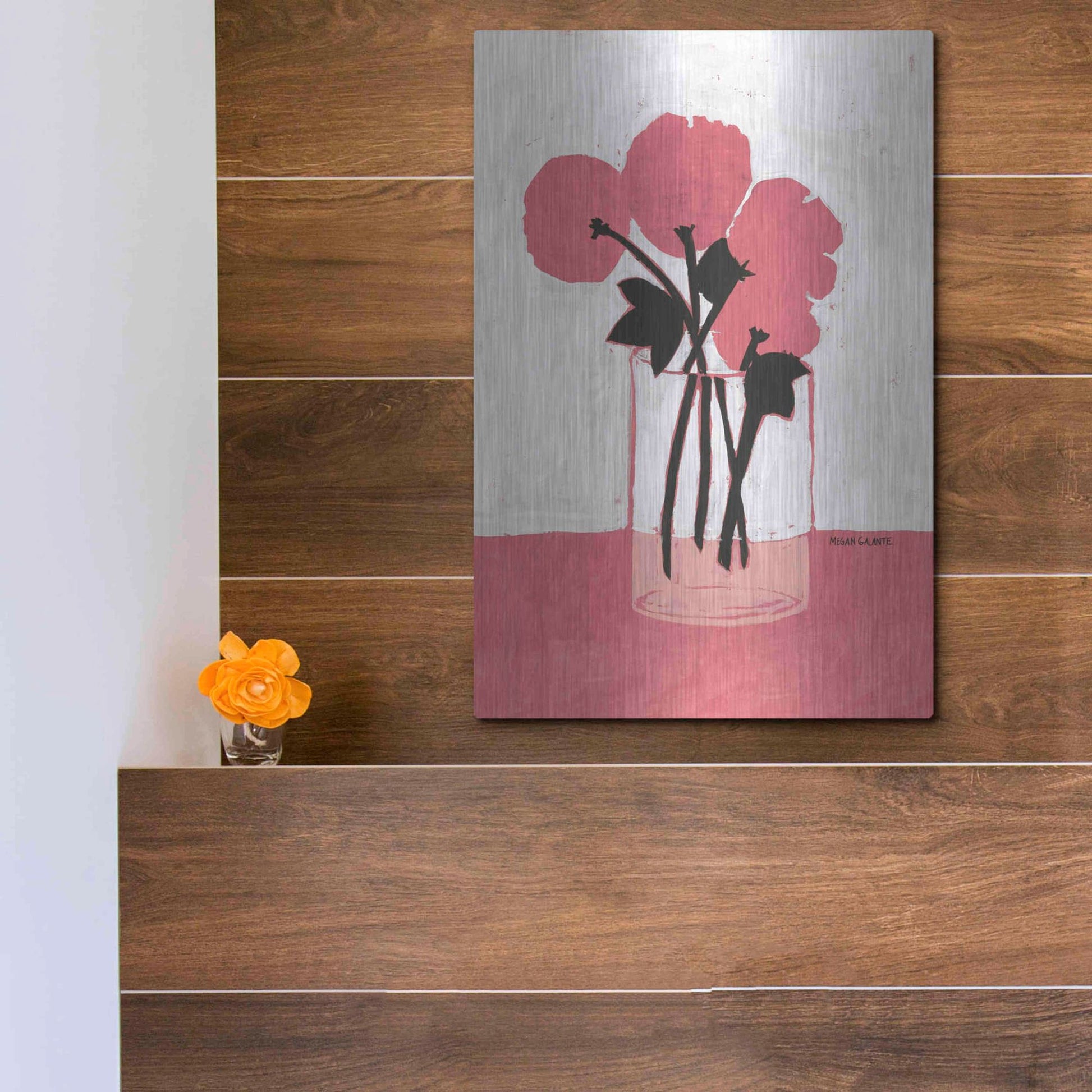 Luxe Metal Art 'Poppy Vase' by Megan Galante, Metal Wall Art,12x16