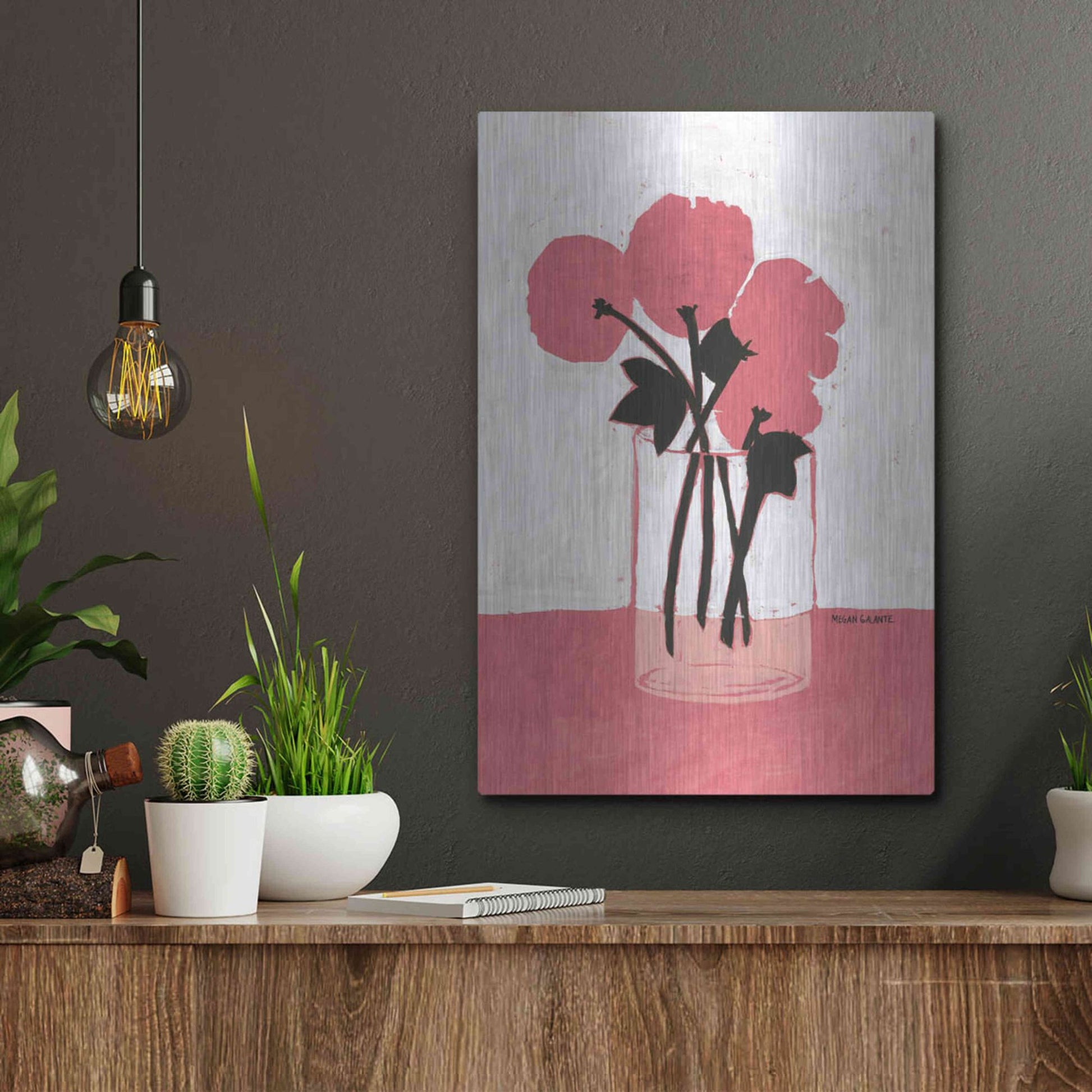 Luxe Metal Art 'Poppy Vase' by Megan Galante, Metal Wall Art,12x16