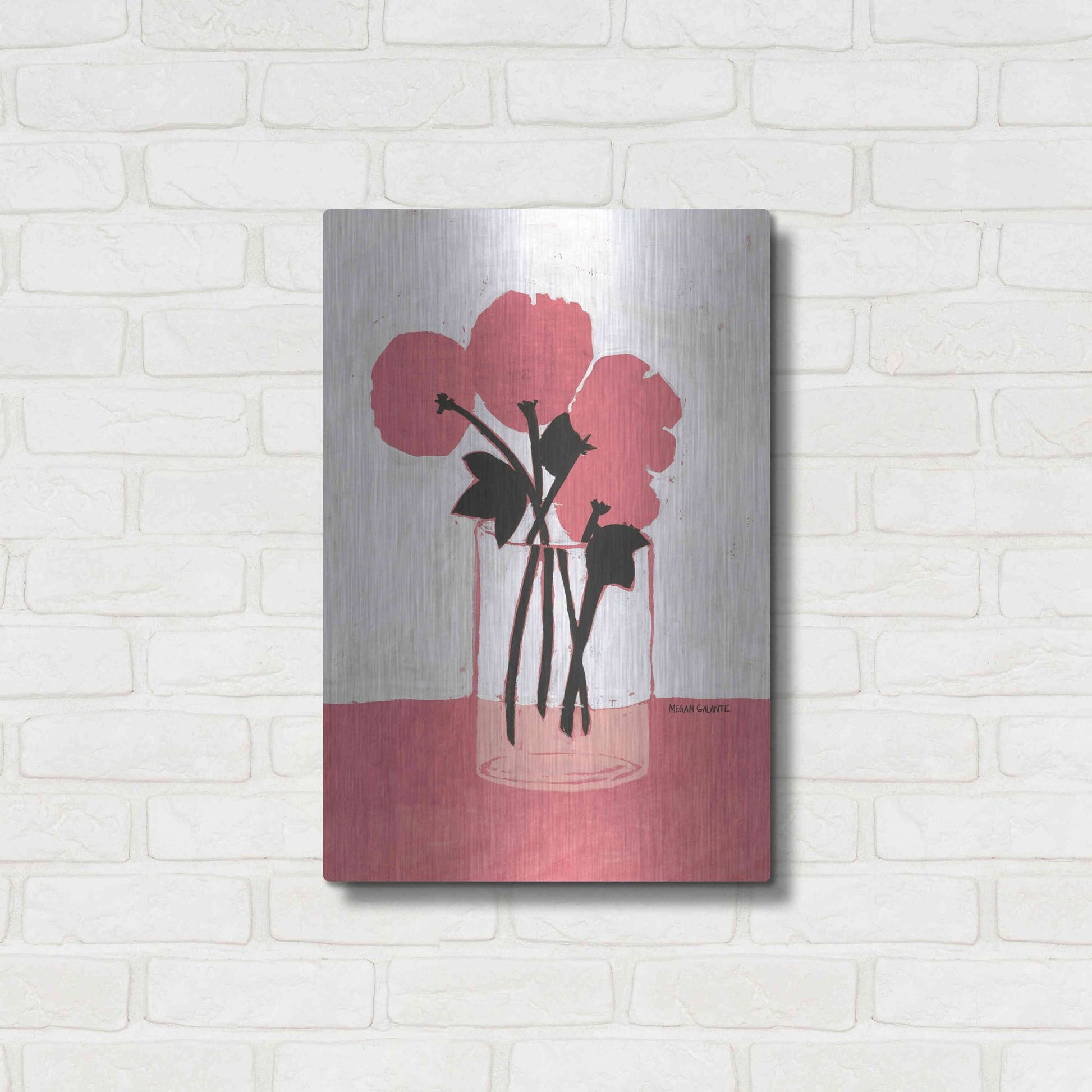 Luxe Metal Art 'Poppy Vase' by Megan Galante, Metal Wall Art,16x24