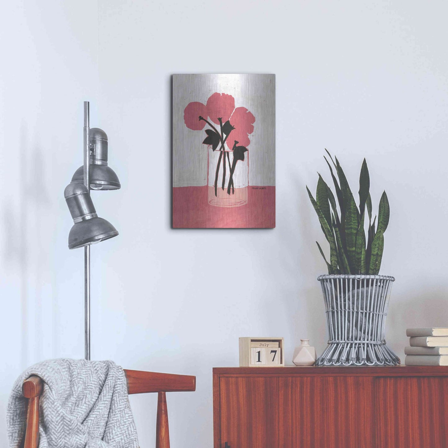 Luxe Metal Art 'Poppy Vase' by Megan Galante, Metal Wall Art,16x24