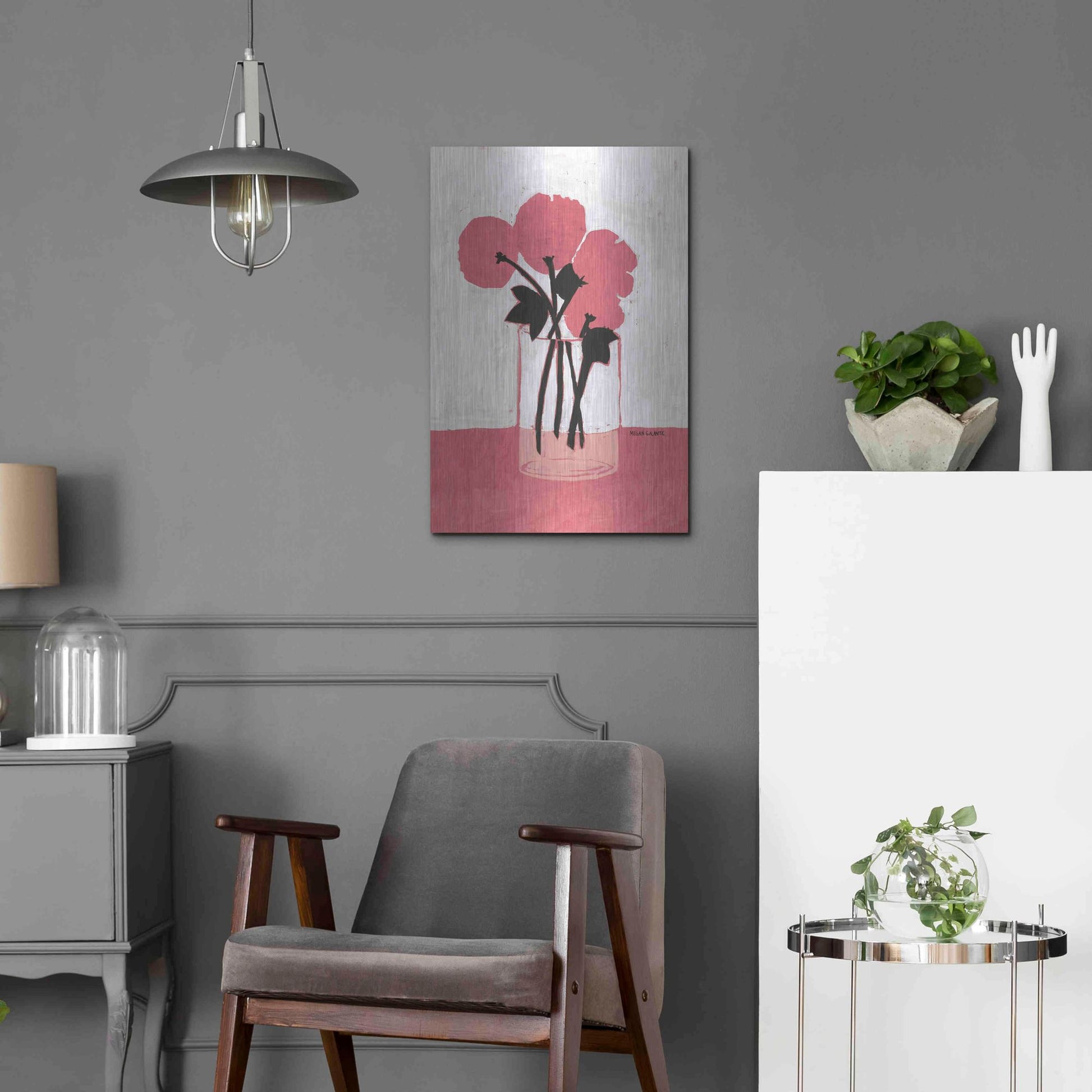 Luxe Metal Art 'Poppy Vase' by Megan Galante, Metal Wall Art,16x24