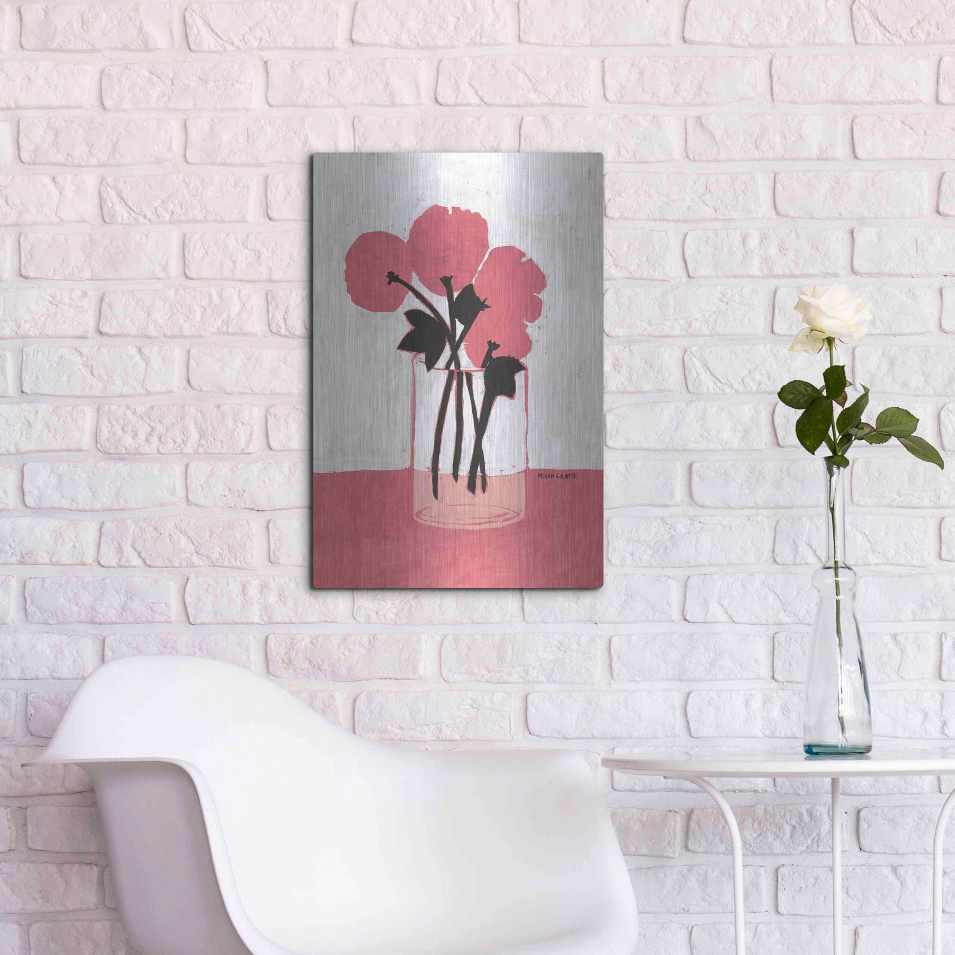 Luxe Metal Art 'Poppy Vase' by Megan Galante, Metal Wall Art,16x24