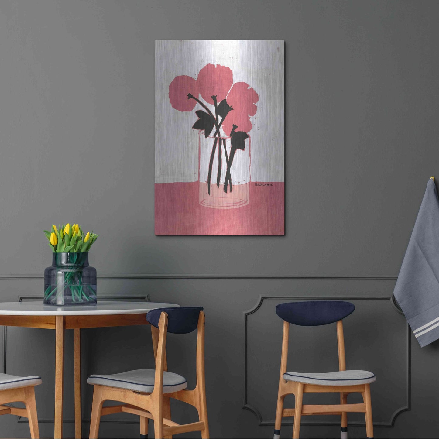 Luxe Metal Art 'Poppy Vase' by Megan Galante, Metal Wall Art,24x36