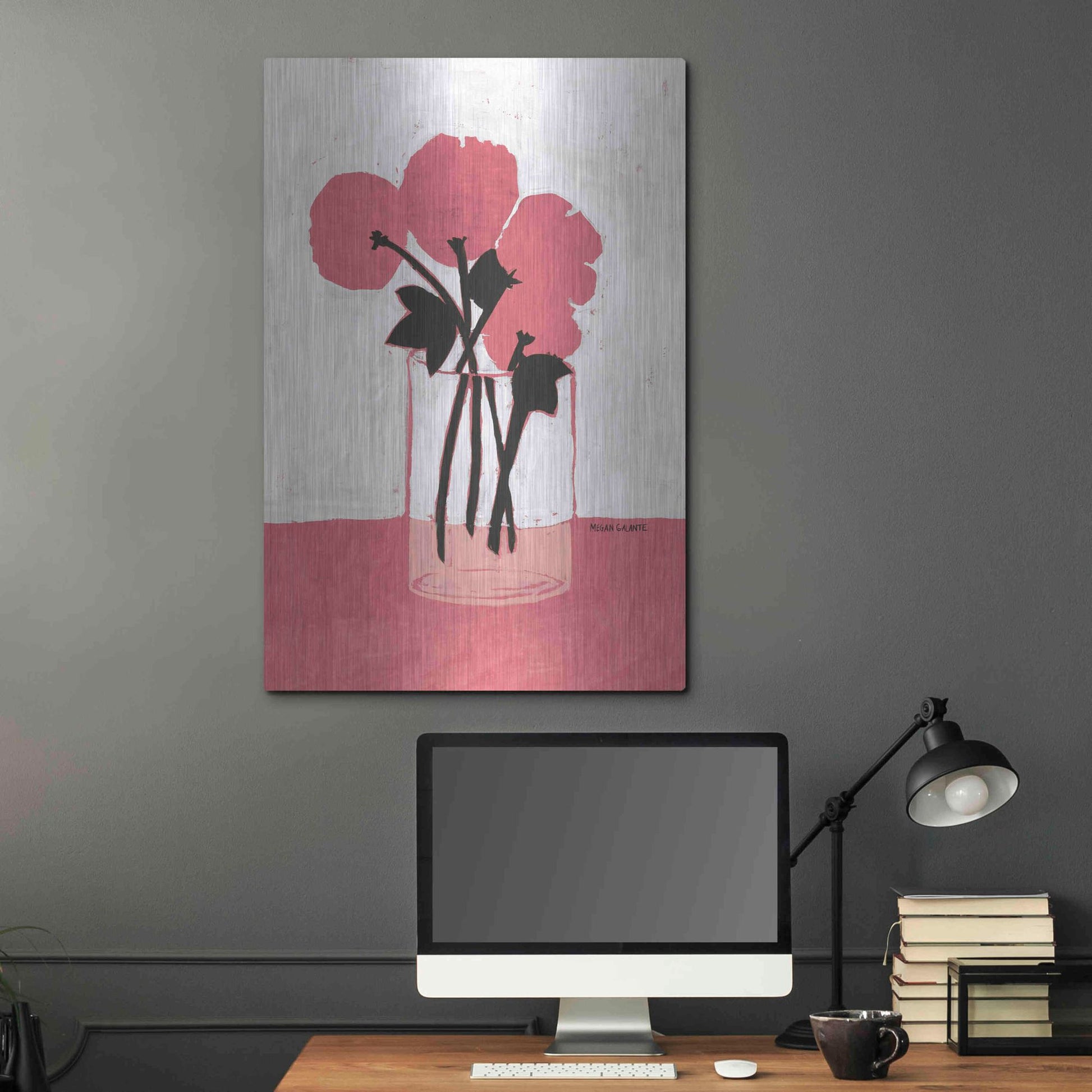 Luxe Metal Art 'Poppy Vase' by Megan Galante, Metal Wall Art,24x36