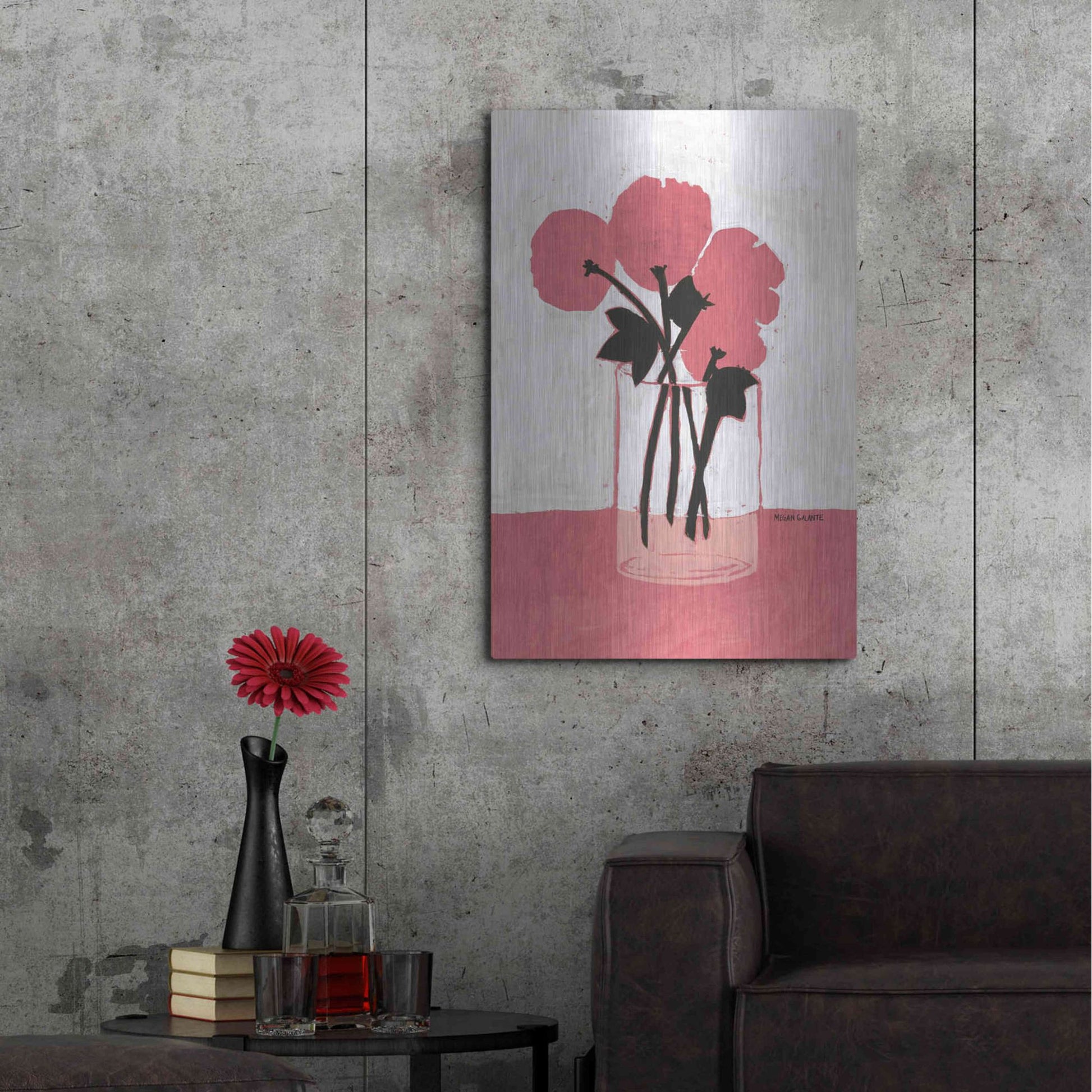 Luxe Metal Art 'Poppy Vase' by Megan Galante, Metal Wall Art,24x36