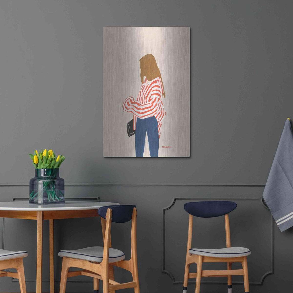 'Red Stripes' by Megan Galante – Metal Wall Art, 24x36 room view