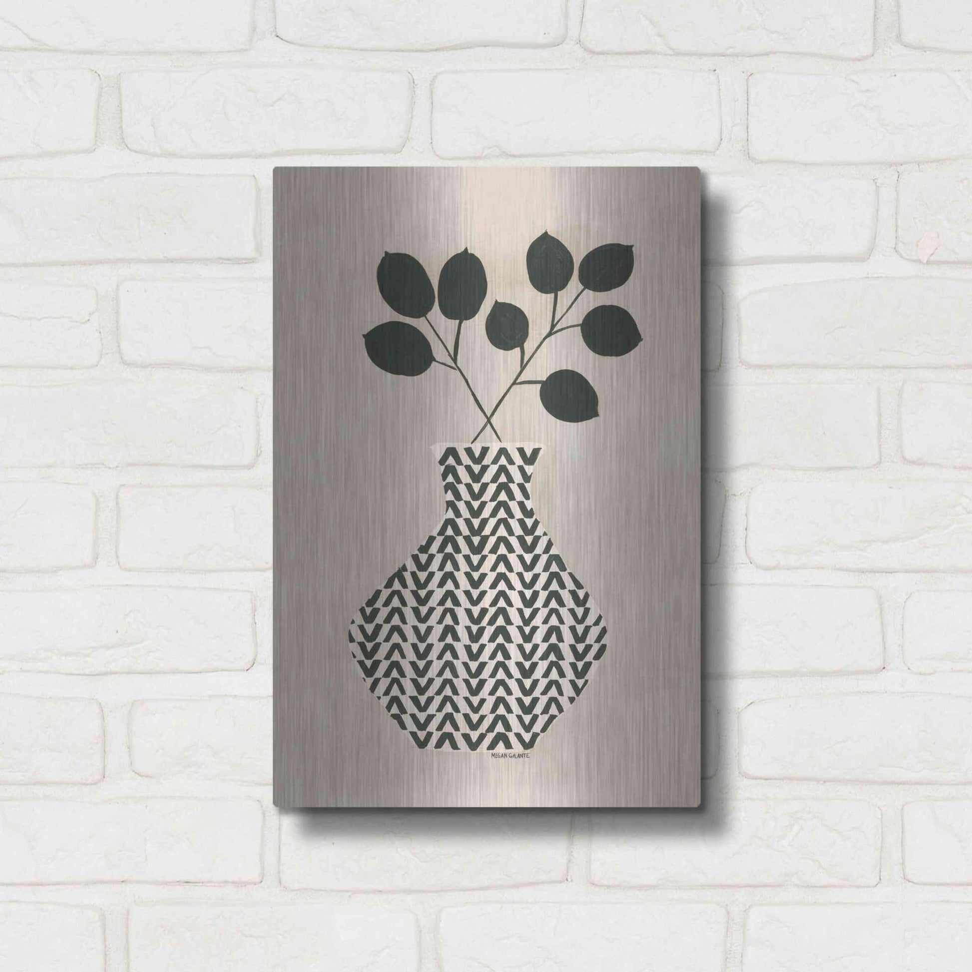 Luxe Metal Art 'Vadim Vase' by Megan Galante, Metal Wall Art,12x16