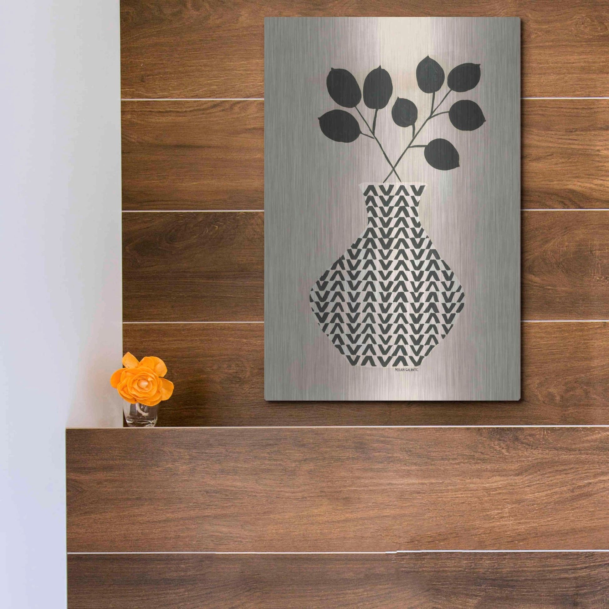 Luxe Metal Art 'Vadim Vase' by Megan Galante, Metal Wall Art,12x16
