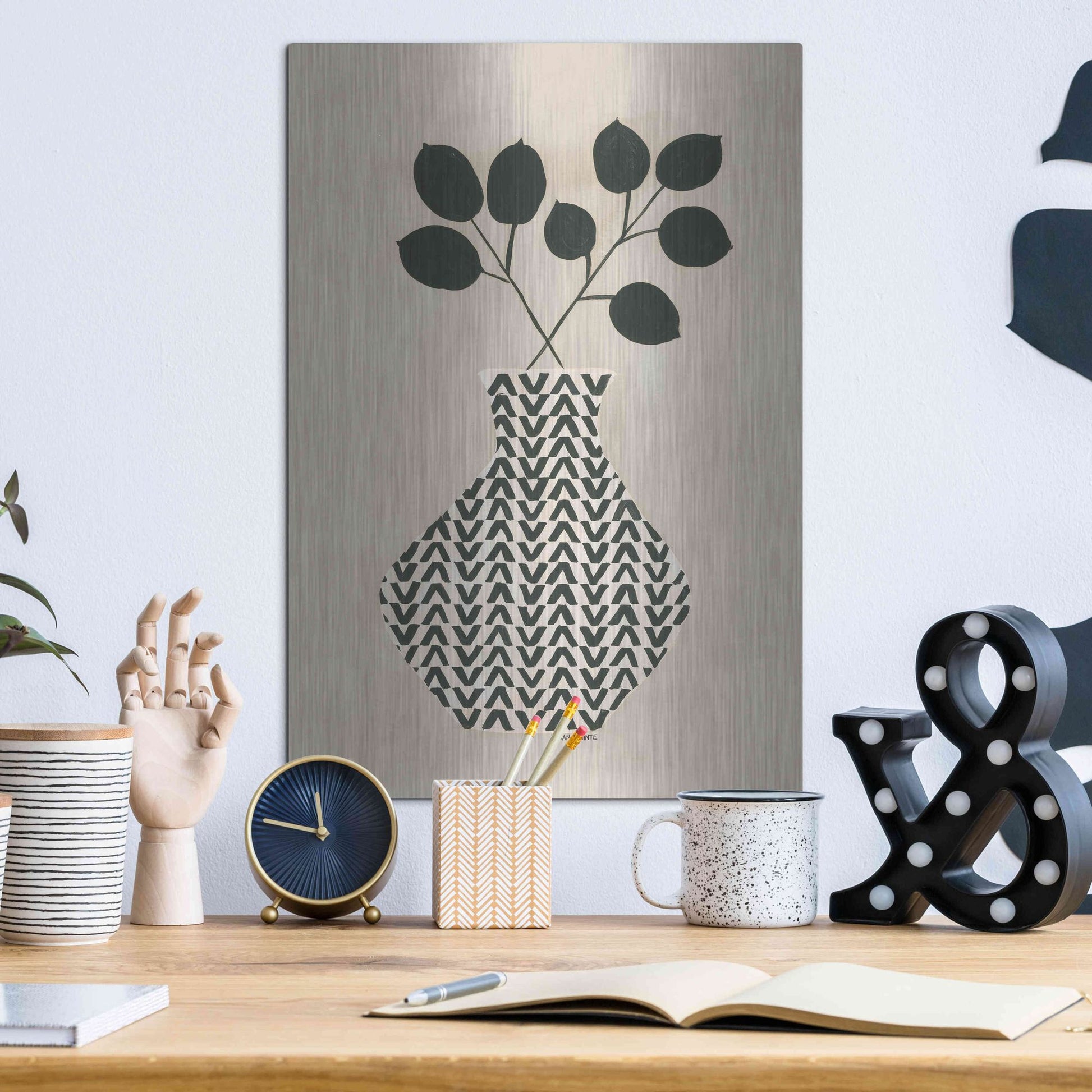 Luxe Metal Art 'Vadim Vase' by Megan Galante, Metal Wall Art,12x16