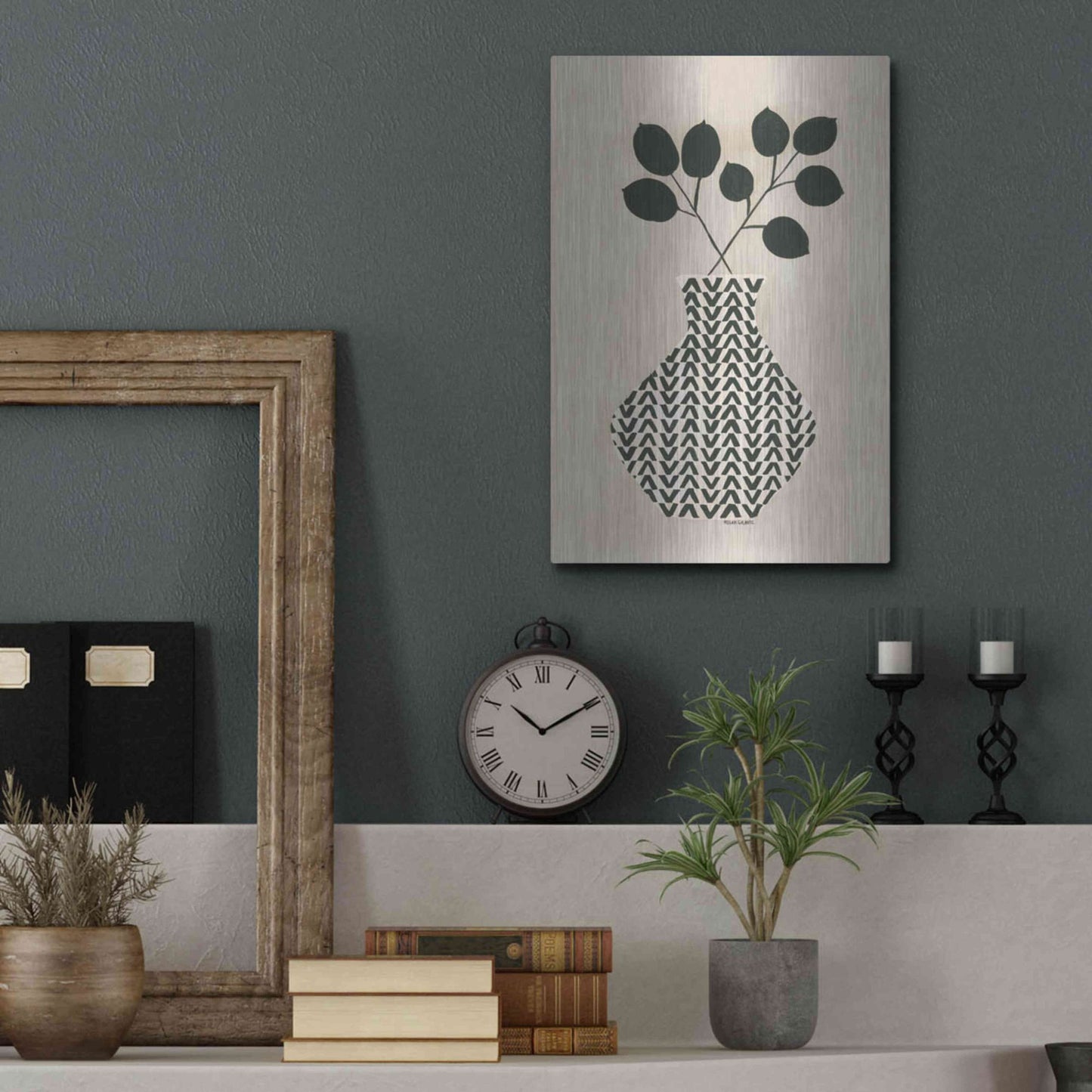 Luxe Metal Art 'Vadim Vase' by Megan Galante, Metal Wall Art,12x16