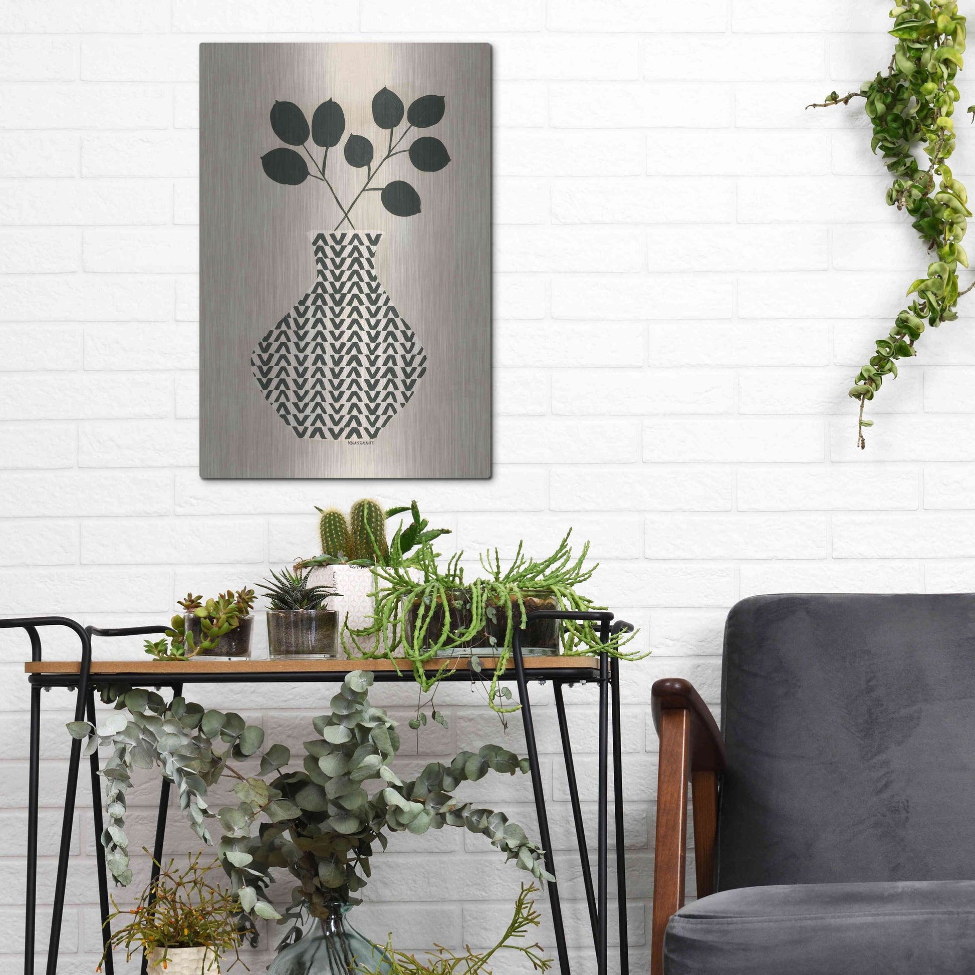 Luxe Metal Art 'Vadim Vase' by Megan Galante, Metal Wall Art,12x16