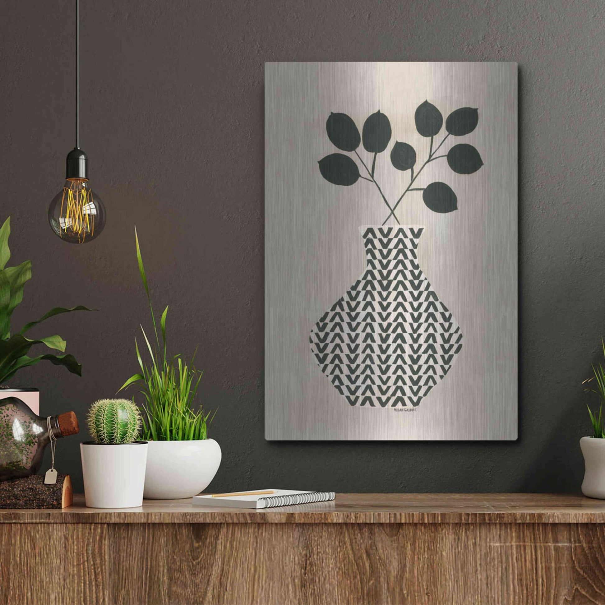 Luxe Metal Art 'Vadim Vase' by Megan Galante, Metal Wall Art,12x16