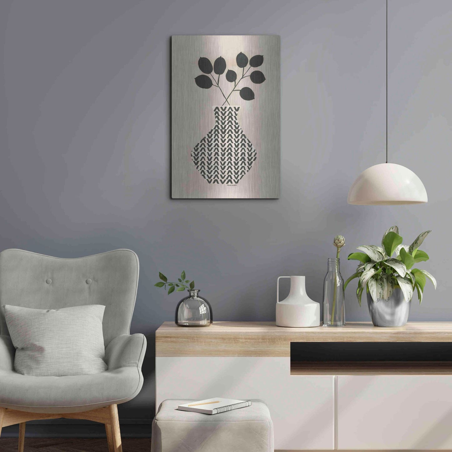 Luxe Metal Art 'Vadim Vase' by Megan Galante, Metal Wall Art,16x24