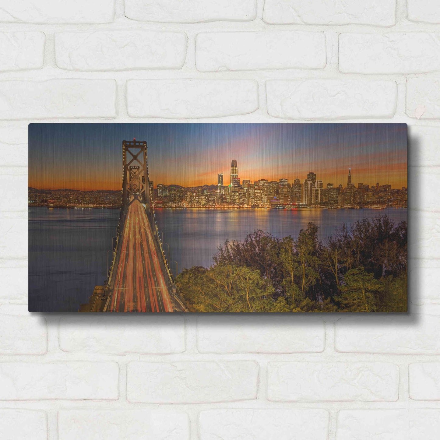 Luxe Metal Art 'Bay Bridge and Evening Commute' by John Gavrilis, Metal Wall Art,24x12
