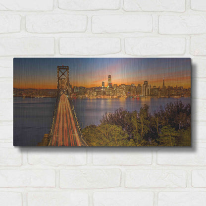 Luxe Metal Art 'Bay Bridge and Evening Commute' by John Gavrilis, Metal Wall Art,24x12