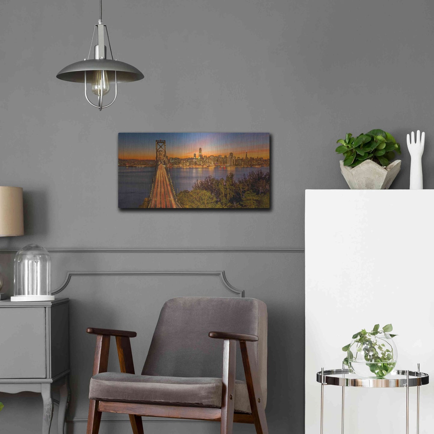 Luxe Metal Art 'Bay Bridge and Evening Commute' by John Gavrilis, Metal Wall Art,24x12