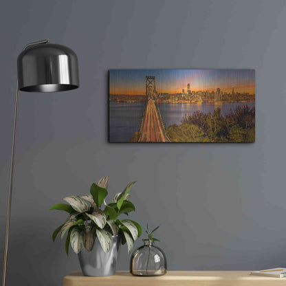 Luxe Metal Art 'Bay Bridge and Evening Commute' by John Gavrilis, Metal Wall Art,24x12
