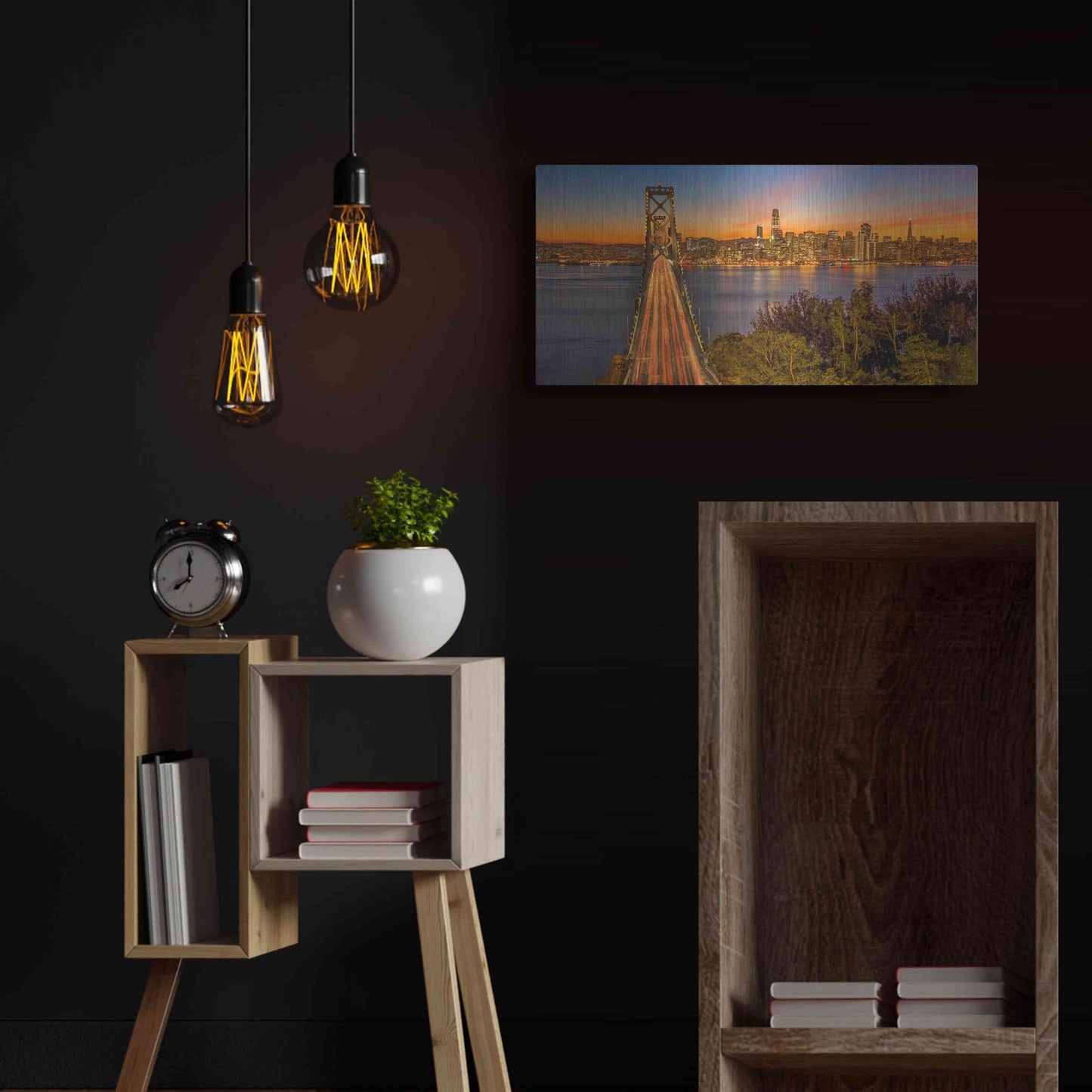 Luxe Metal Art 'Bay Bridge and Evening Commute' by John Gavrilis, Metal Wall Art,24x12