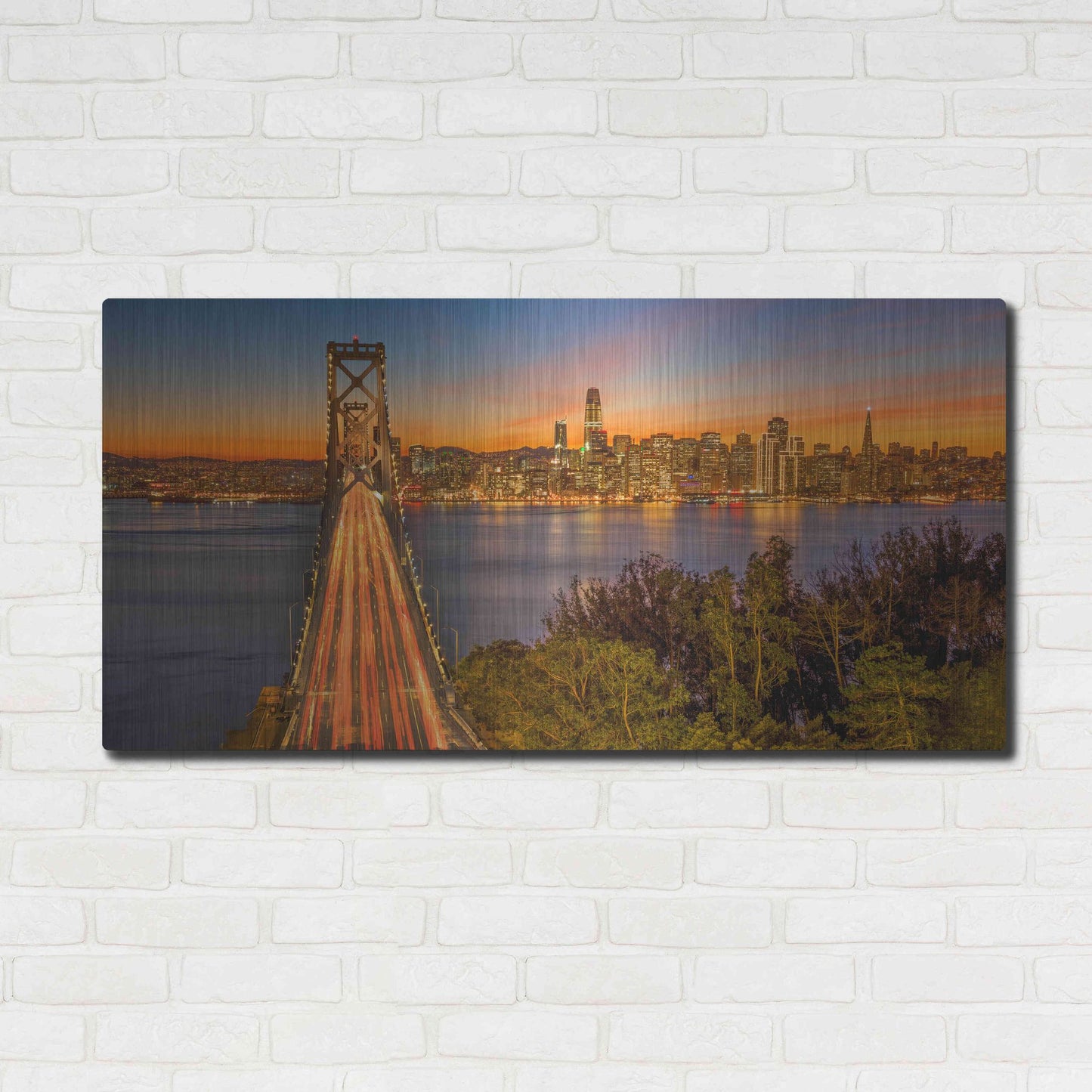 Luxe Metal Art 'Bay Bridge and Evening Commute' by John Gavrilis, Metal Wall Art,48x24