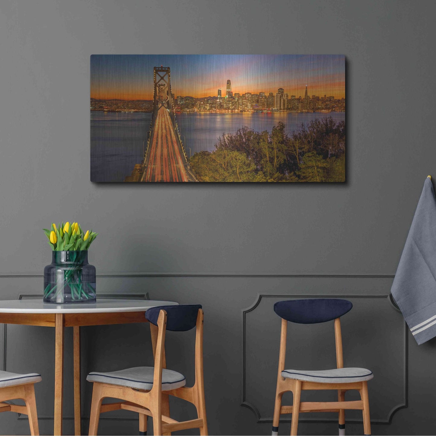 Luxe Metal Art 'Bay Bridge and Evening Commute' by John Gavrilis, Metal Wall Art,48x24