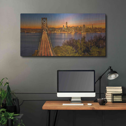 Luxe Metal Art 'Bay Bridge and Evening Commute' by John Gavrilis, Metal Wall Art,48x24