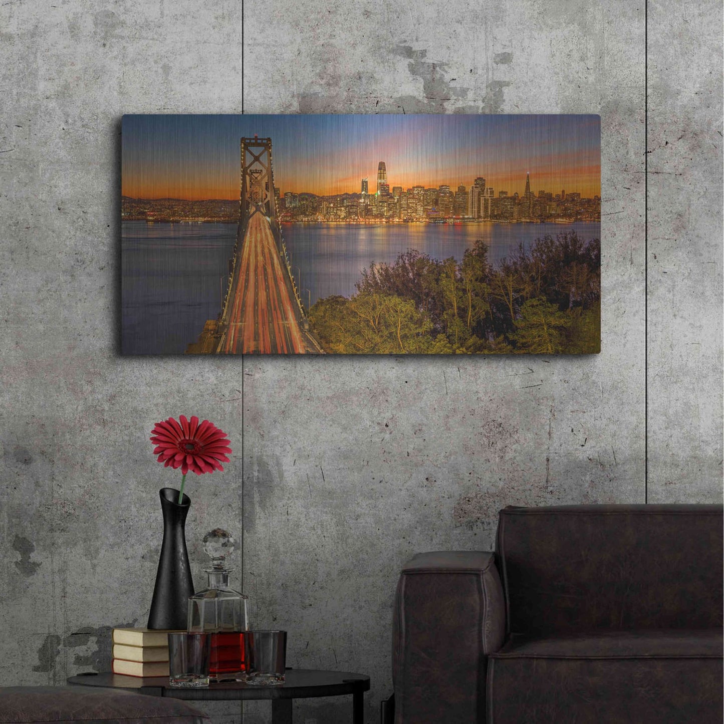 Luxe Metal Art 'Bay Bridge and Evening Commute' by John Gavrilis, Metal Wall Art,48x24