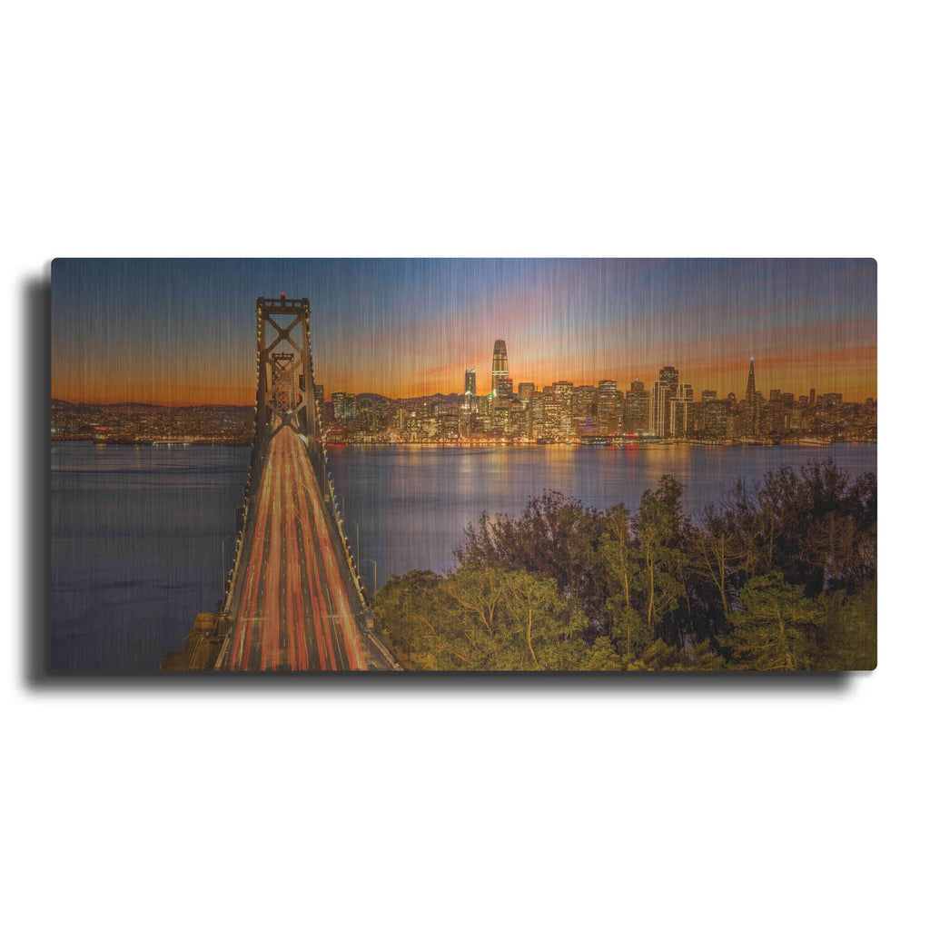 'Bay Bridge and Evening Commute' by John Gavrilis – Metal Wall Art
