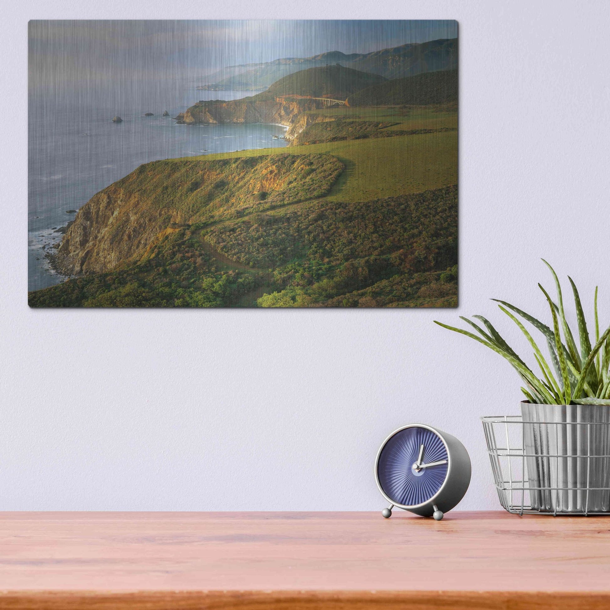 Luxe Metal Art 'Bixby Bridge' by John Gavrilis, Metal Wall Art,16x12