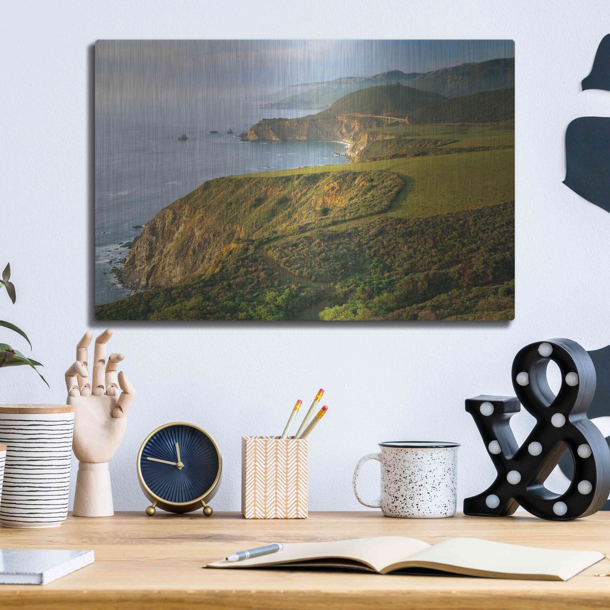 Luxe Metal Art 'Bixby Bridge' by John Gavrilis, Metal Wall Art,16x12