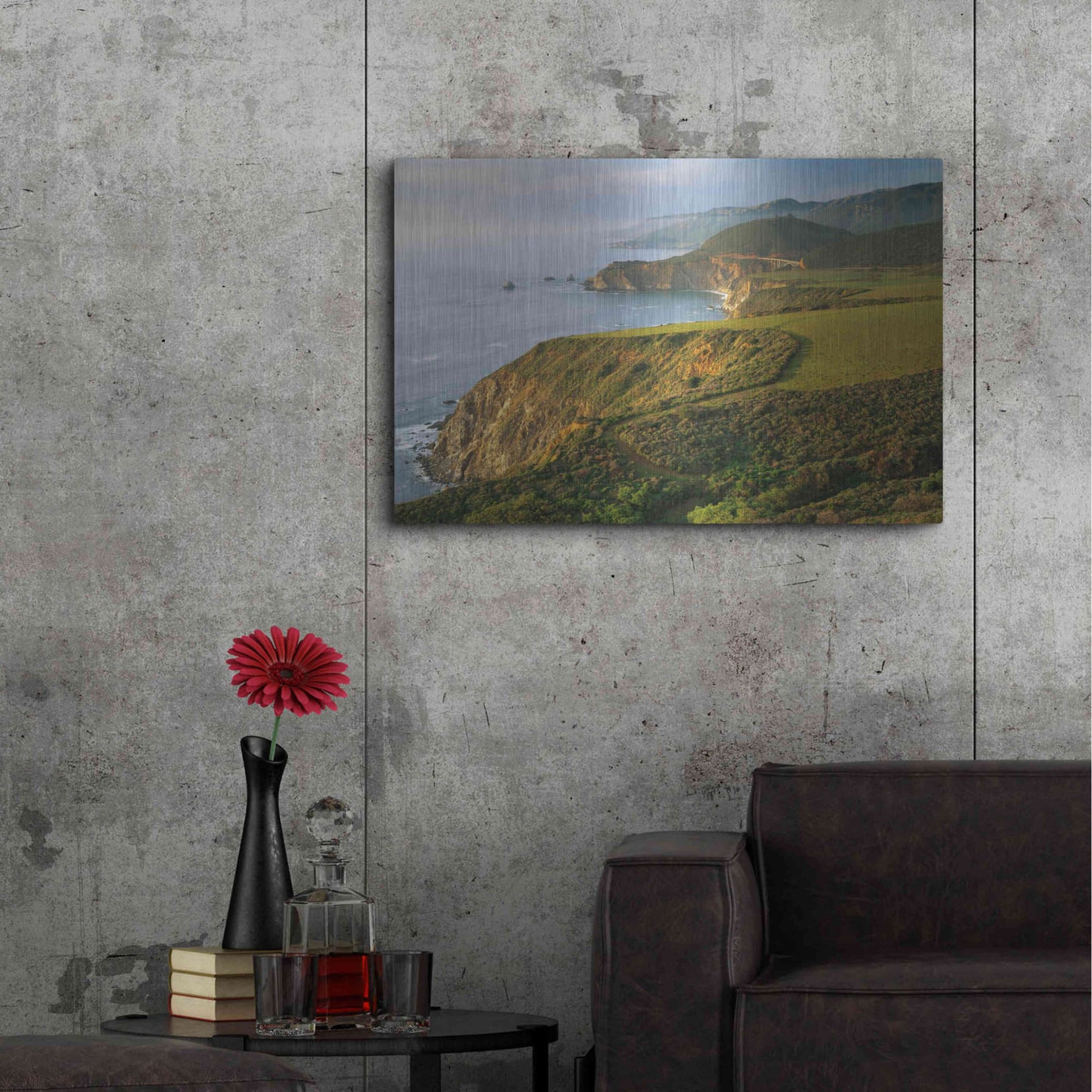 Luxe Metal Art 'Bixby Bridge' by John Gavrilis, Metal Wall Art,36x24