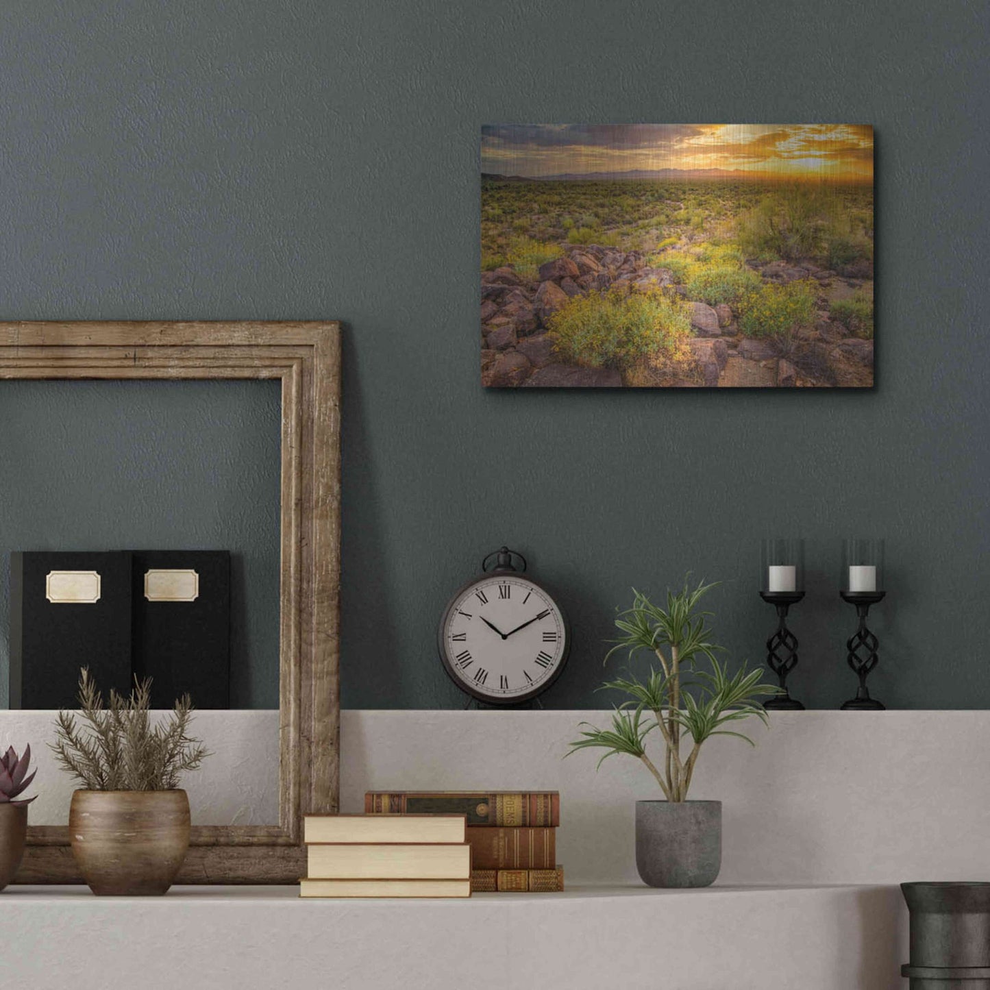 Luxe Metal Art 'Brittlebush Sunset' by John Gavrilis, Metal Wall Art,16x12