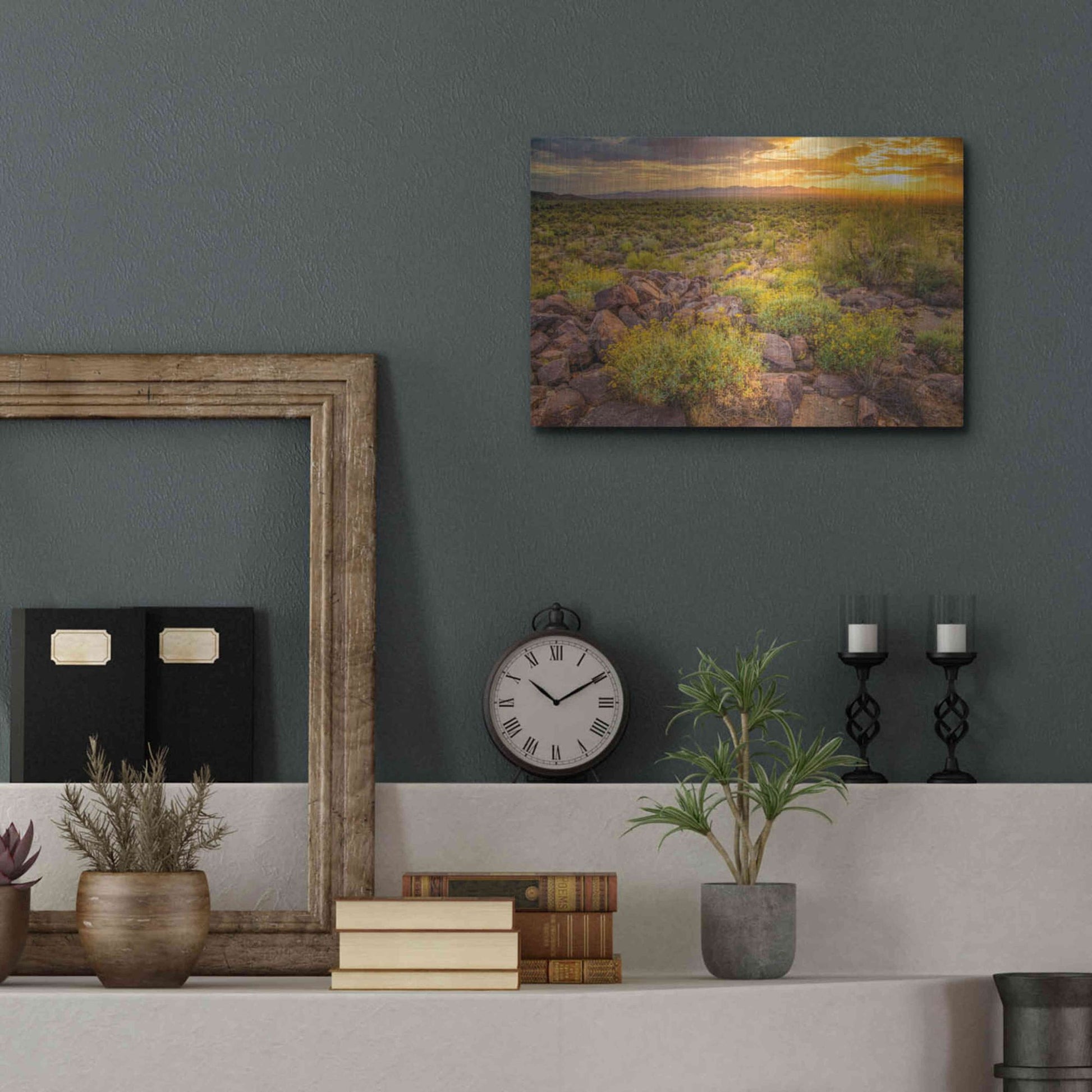 Luxe Metal Art 'Brittlebush Sunset' by John Gavrilis, Metal Wall Art,16x12