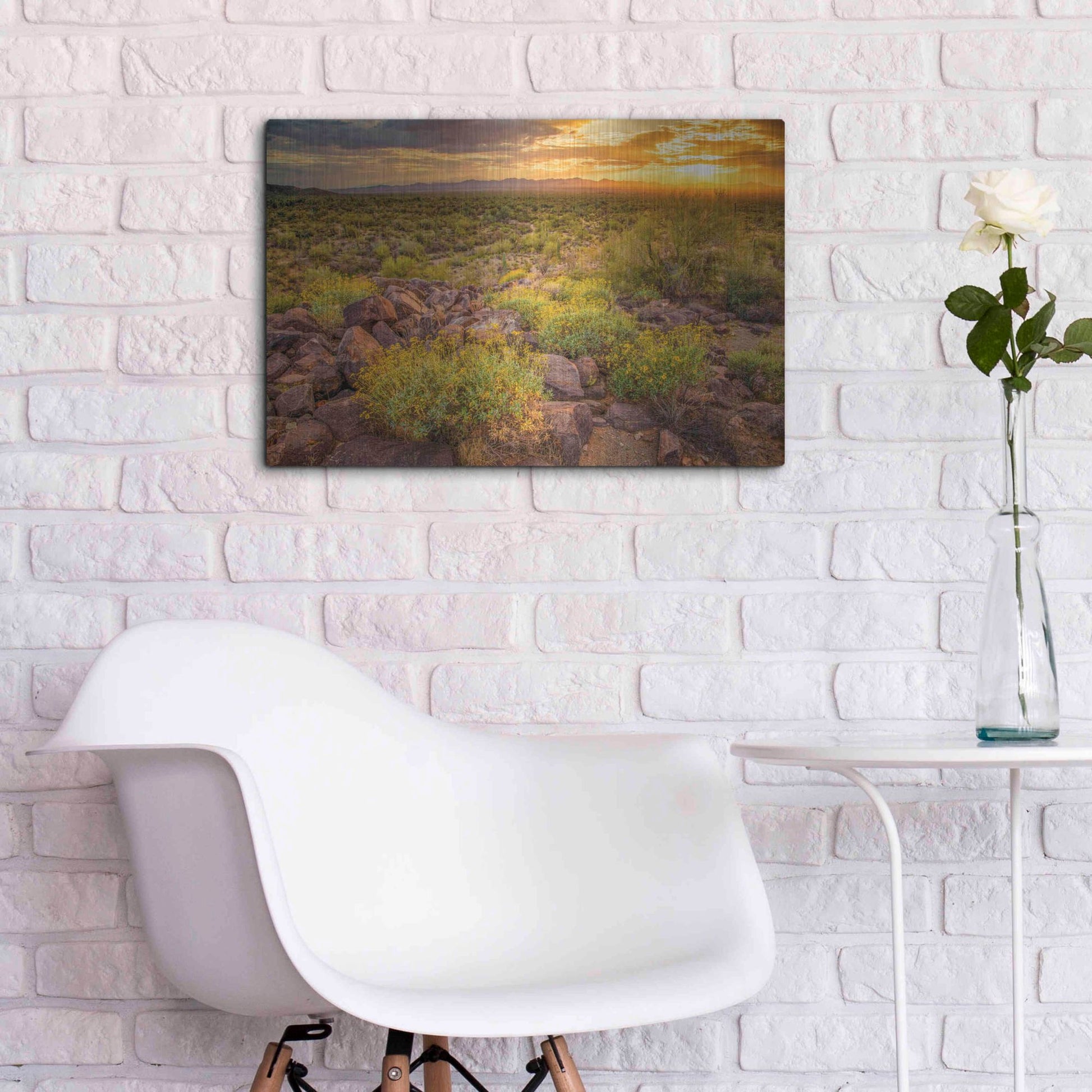 Luxe Metal Art 'Brittlebush Sunset' by John Gavrilis, Metal Wall Art,24x16