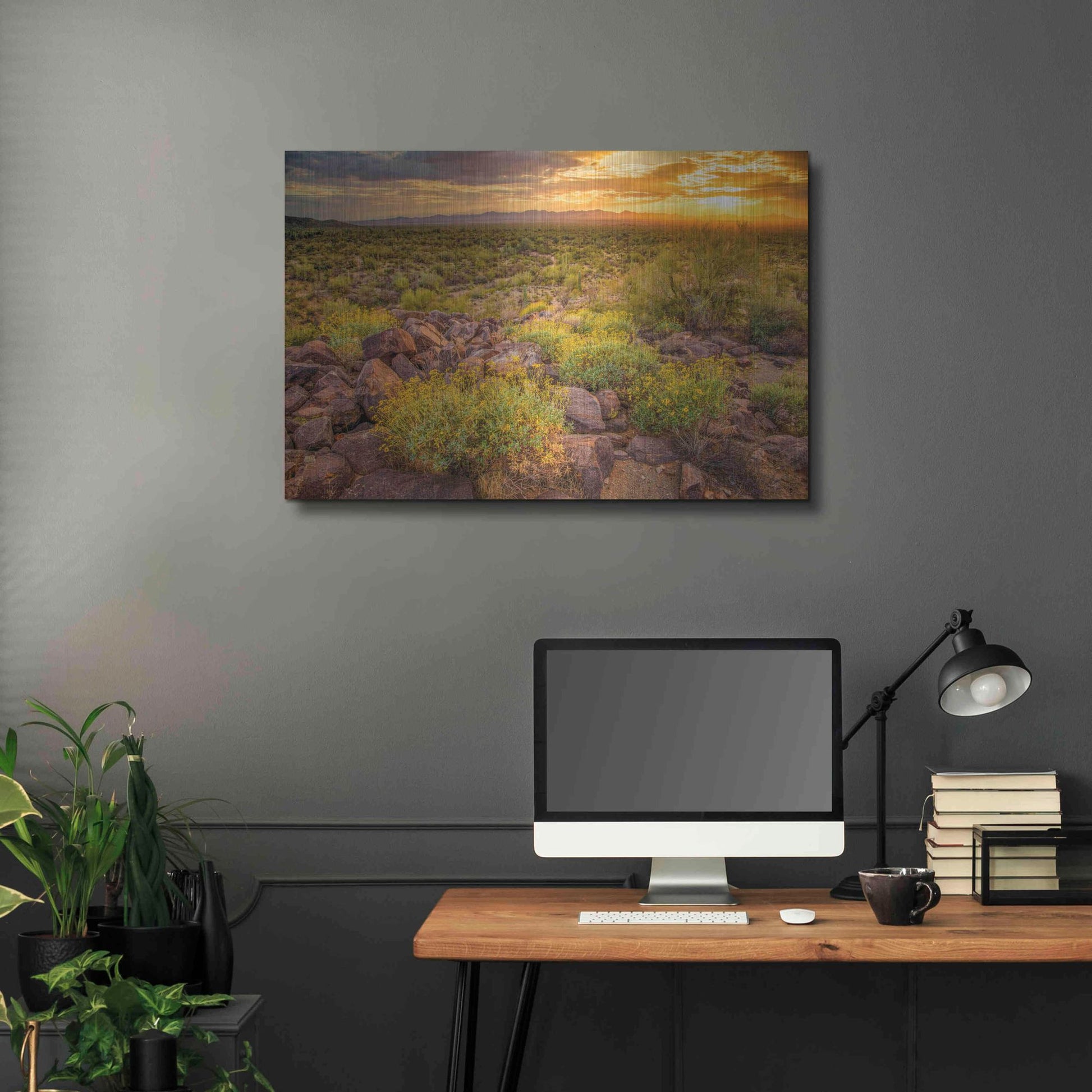 Luxe Metal Art 'Brittlebush Sunset' by John Gavrilis, Metal Wall Art,36x24